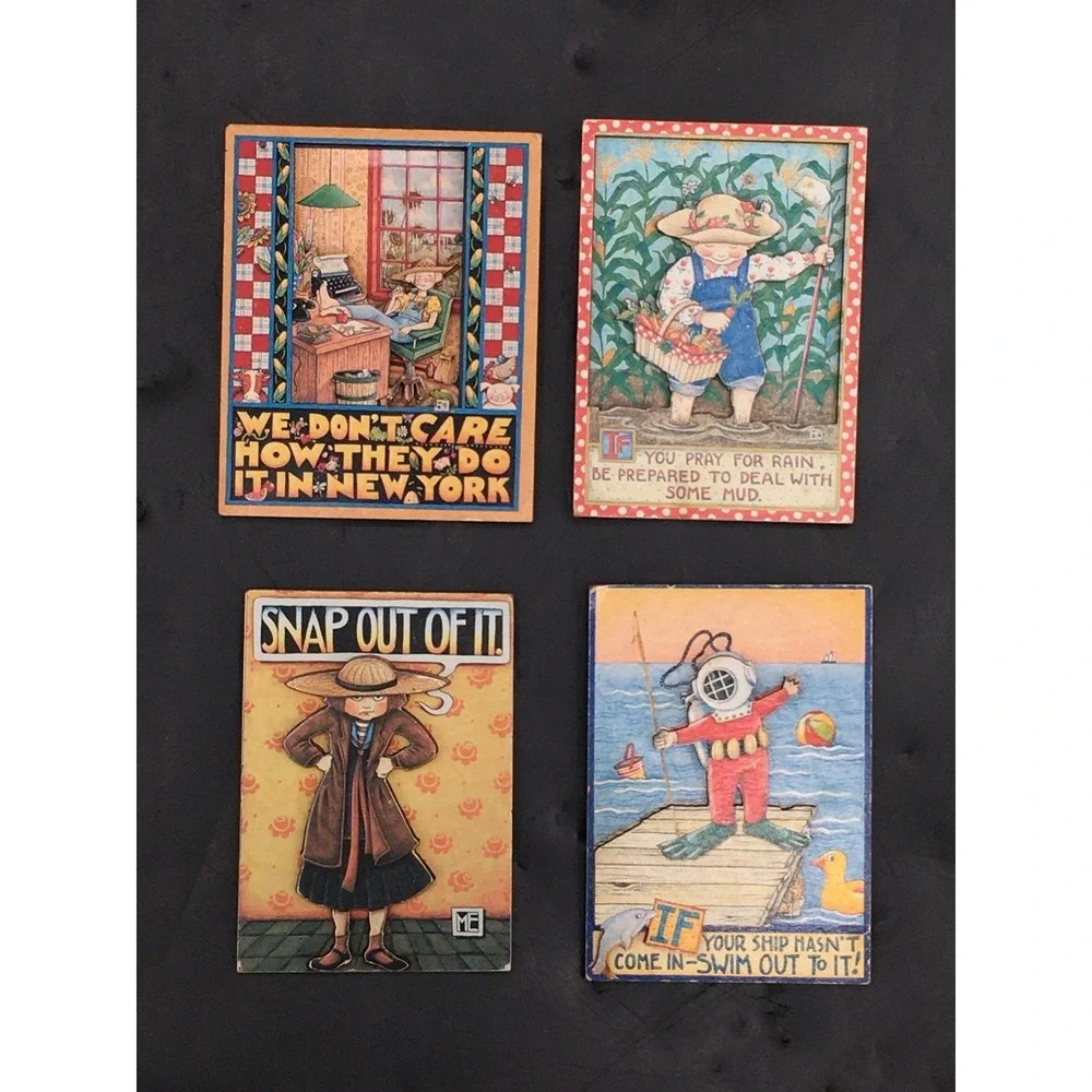 x4‎ Melissa Neufeld Folk Art Fridge Magnets Colorful Decorative Refrigerator